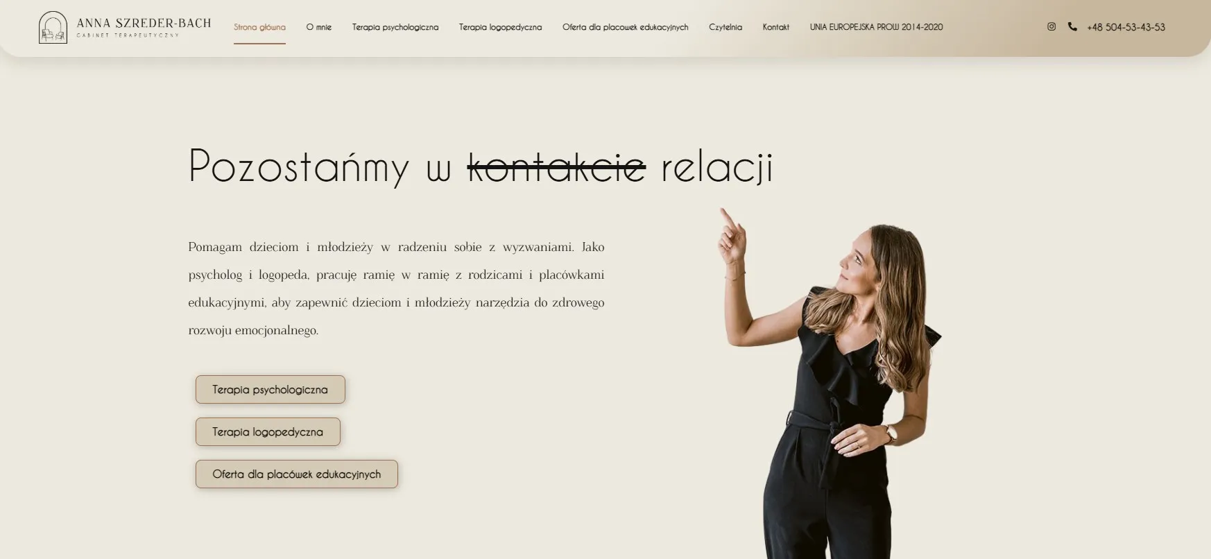 Anna Szreder-Bach therapy practice website with secure patient portal