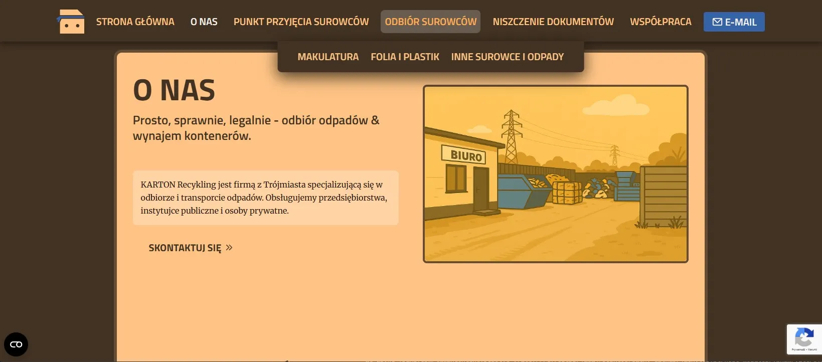 KartonRecykling platform with modern design and Grafana monitoring dashboard